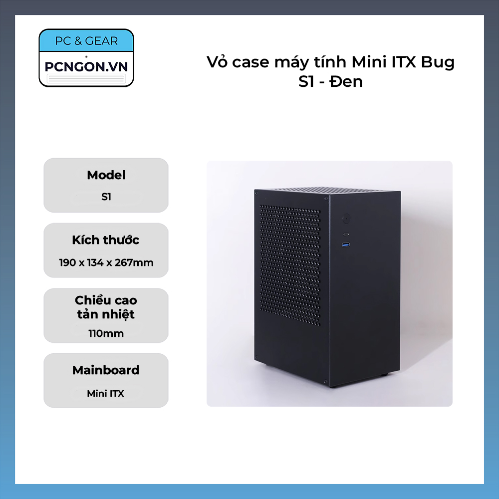 Vỏ Case Máy Tính Mini Itx Bug S1 - Đen