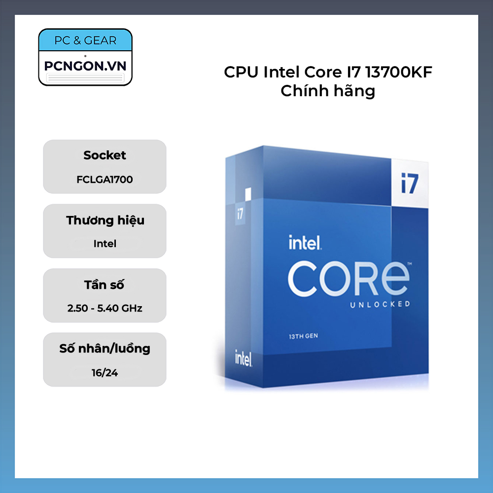 Cpu Intel Core I7 13700kf Chính Hãng (2.5ghz Turbo 5.4ghz, 16 Nhân 24 Luồng)