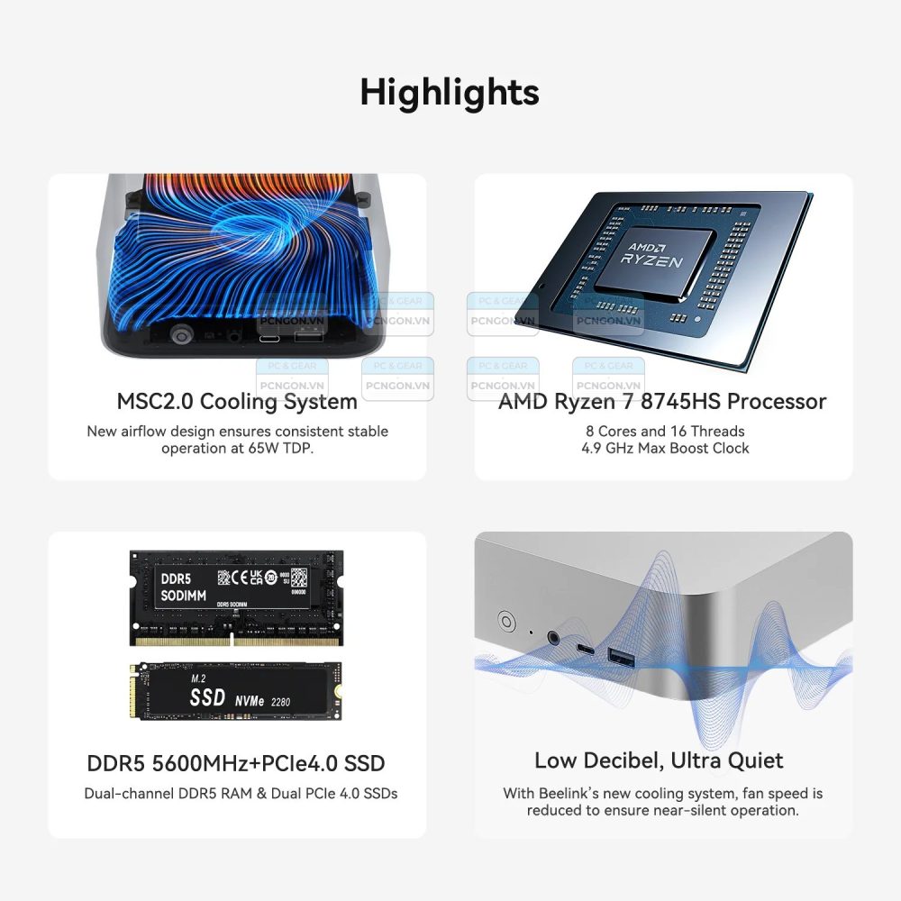 Máy Tính Mini Pc Beelink Ser8 8745hs (barebone) 3