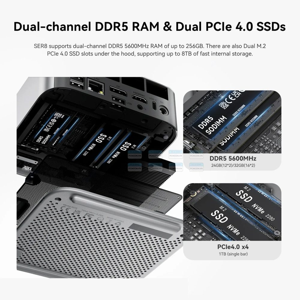 Máy Tính Mini Pc Beelink Ser8 8745hs (ram 32gb, Ssd 1tb) 6