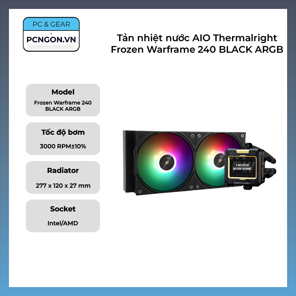 Tản Nhiệt Nước Aio Thermalright Frozen Warframe 240 Black Argb