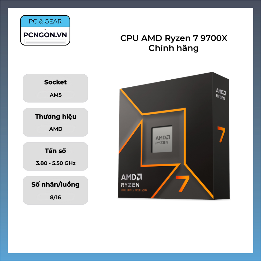 Cpu Amd Ryzen 7 9700x Chính Hãng (3.8ghz Turbo 5.5ghz, 8 Nhân 16 Luồng)