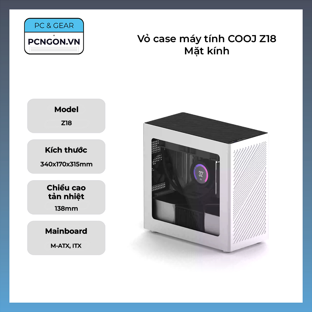 Vỏ Case Máy Tính Cooj Z18 Mặt Kính