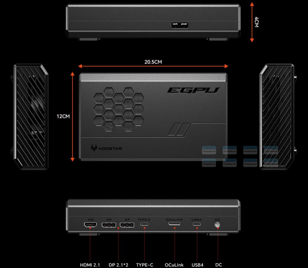 Card đồ Họa Rời Egpu Aoostar Xg76xt Amd 7600xt 8gb Gddr6 Usb4 2
