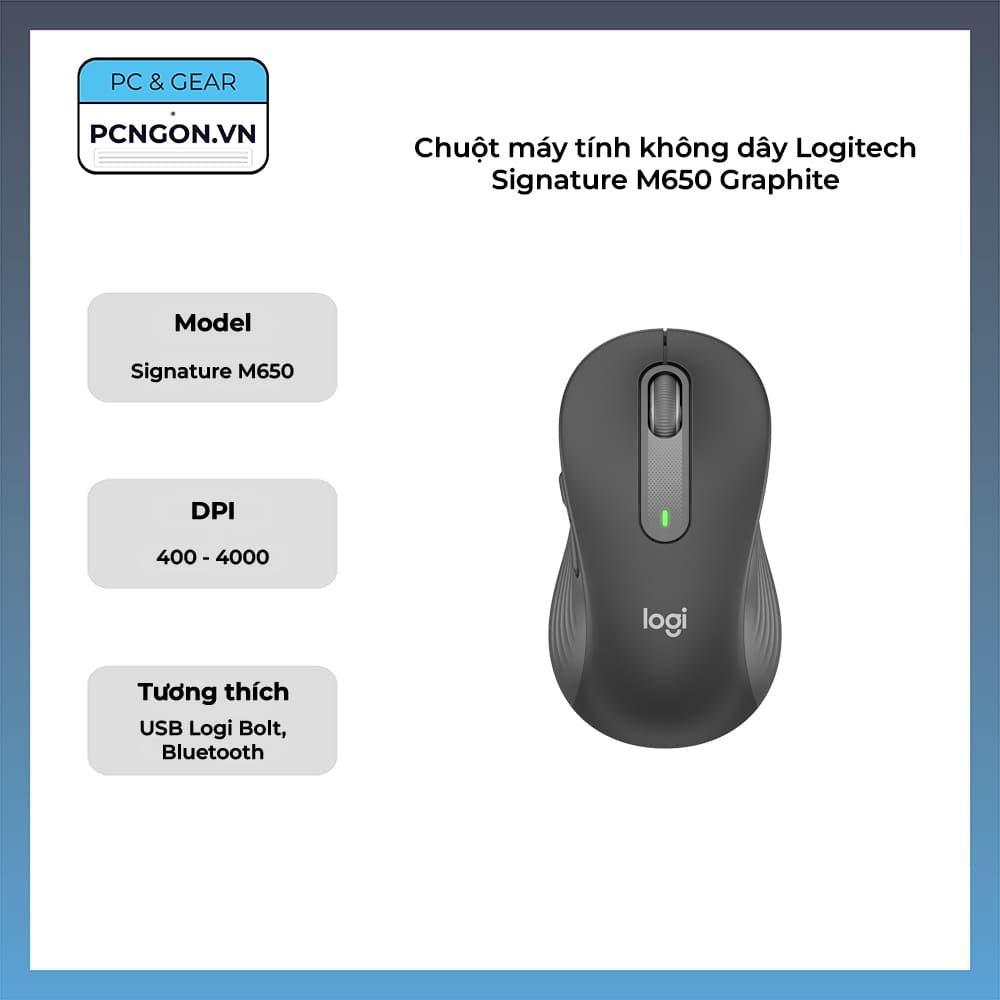Chuột Máy Tính Không Dây Logitech Signature M650 Graphite