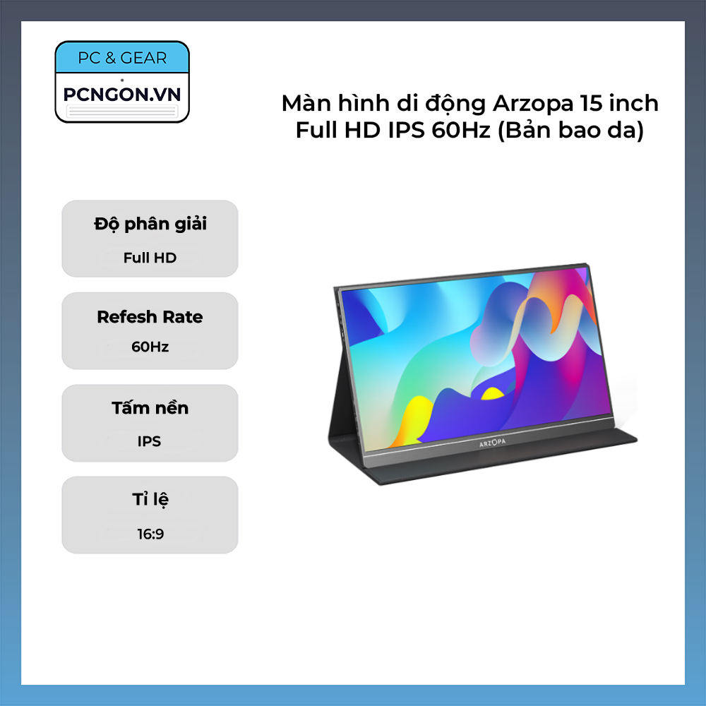 Màn hình di động Arzopa 15 inch Full HD IPS 60Hz (Bản bao da)