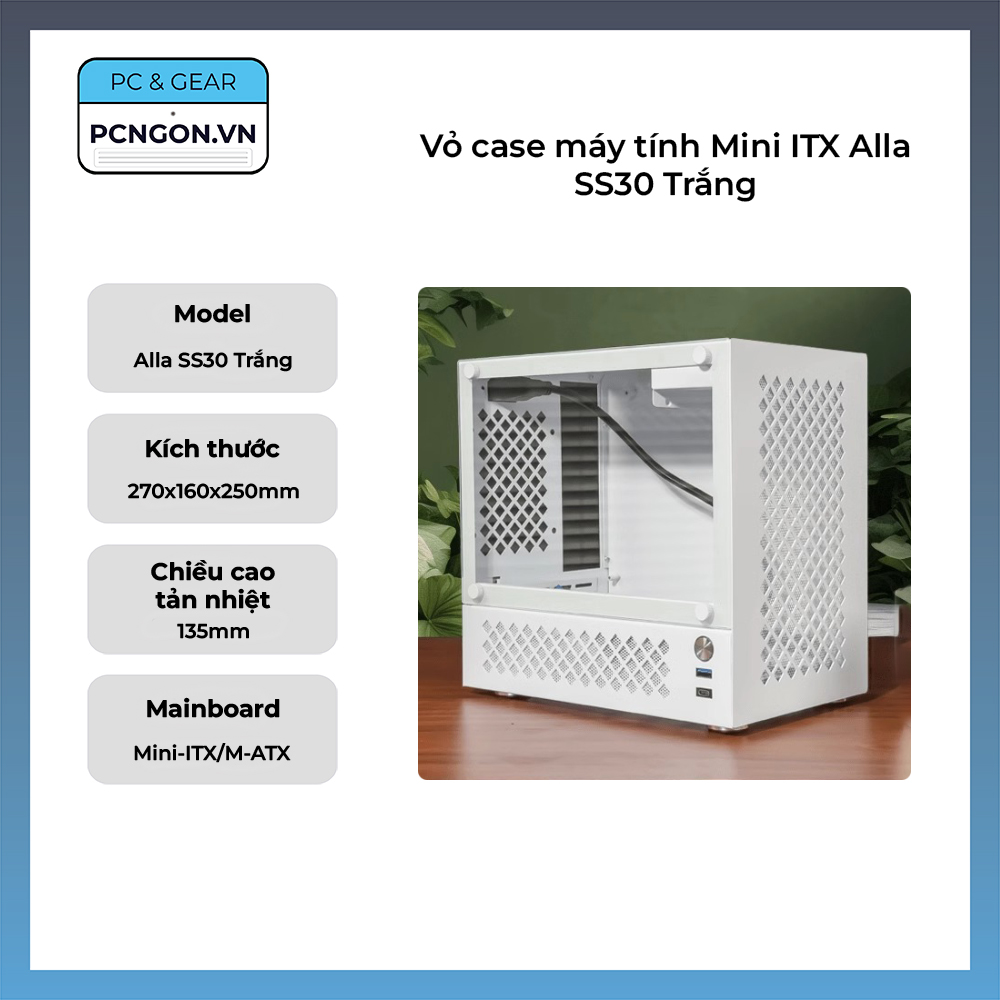 Vỏ Case Máy Tính Mini Itx Alla Ss30 Trắng