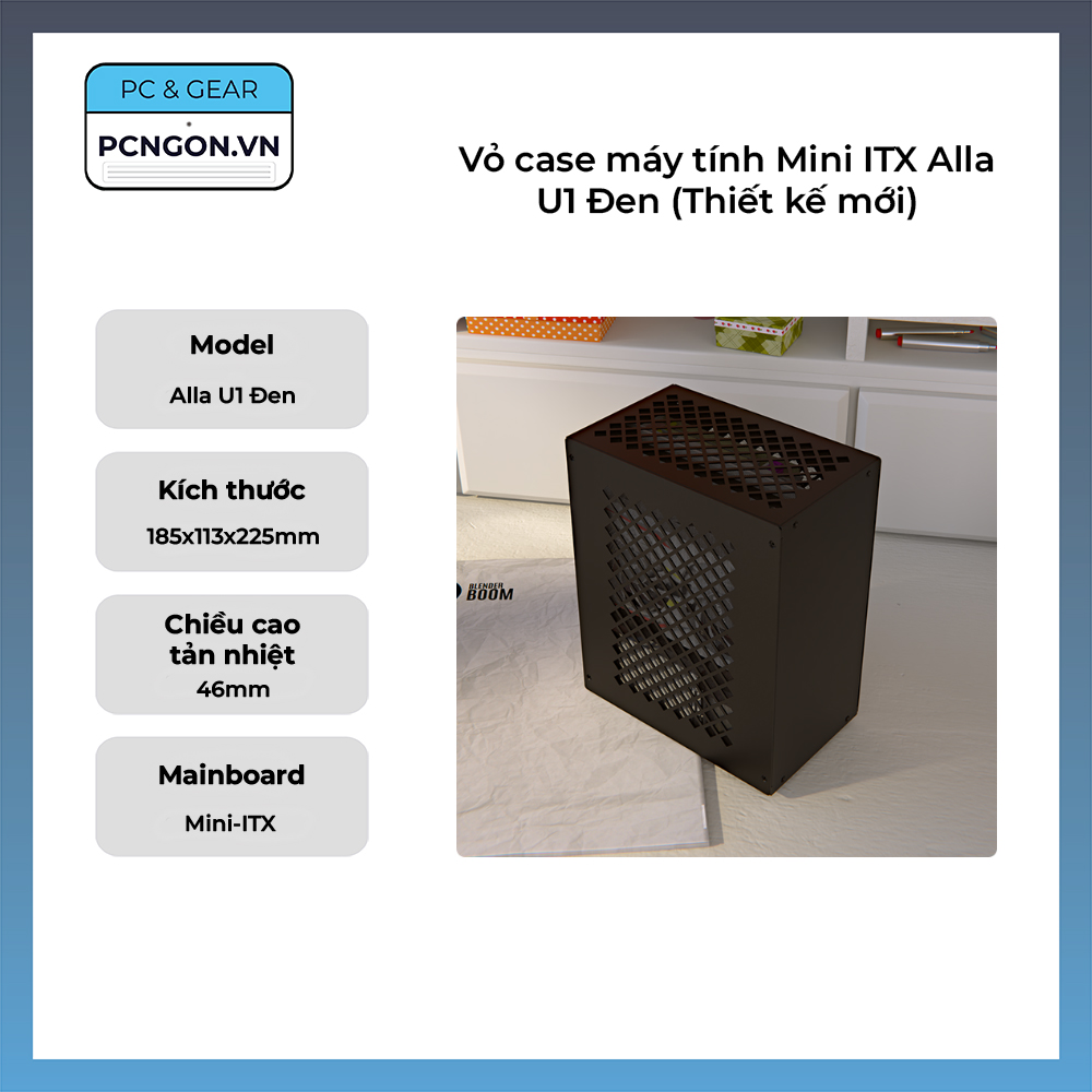Vỏ Case Máy Tính Mini Itx Alla U1 Đen (thiết Kế Mới)