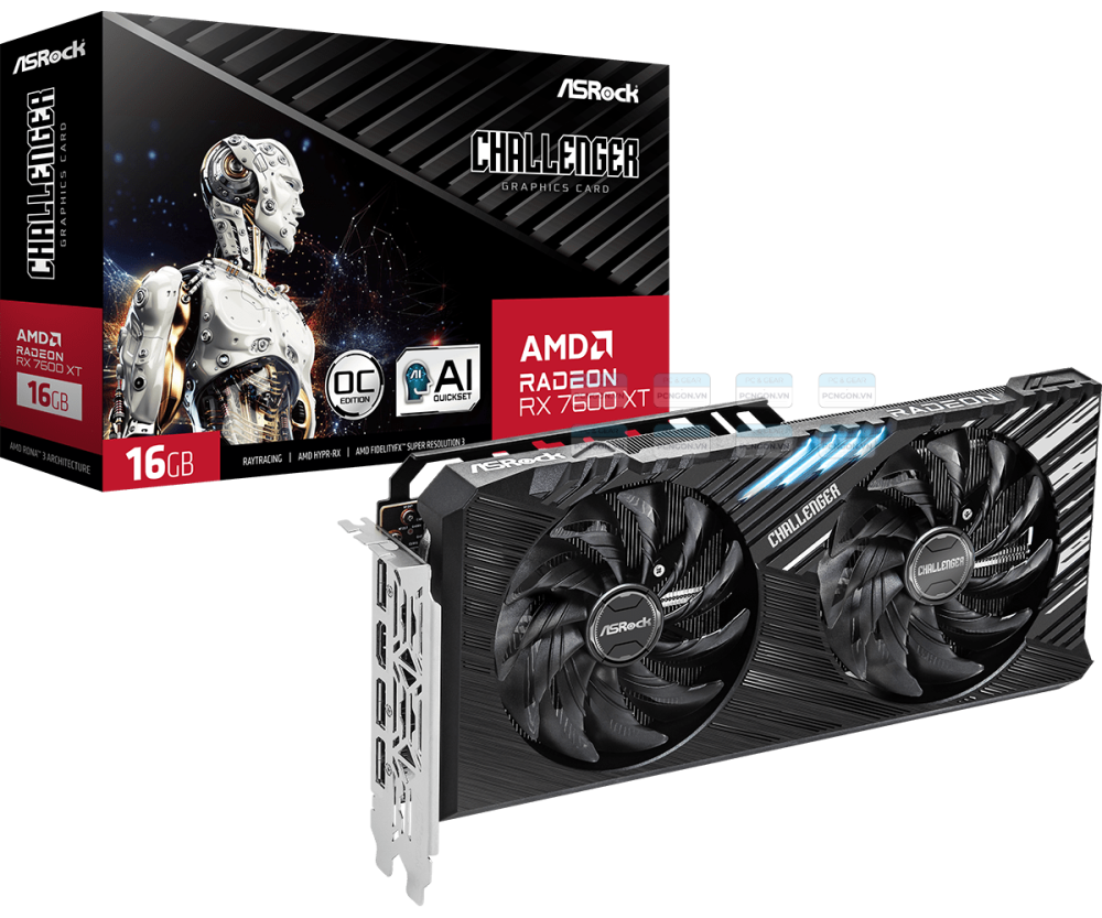 Card Màn Hình Asrock Amd Rx 7600 Xt Challenger 16gb Oc 1