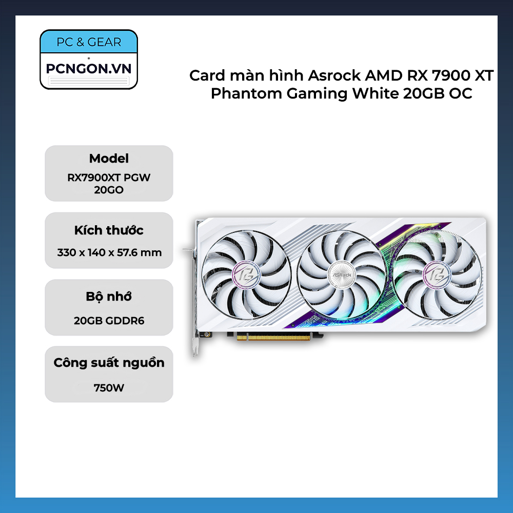 Card Màn Hình Asrock Amd Rx 7900 Xt Phantom Gaming White 20gb Oc