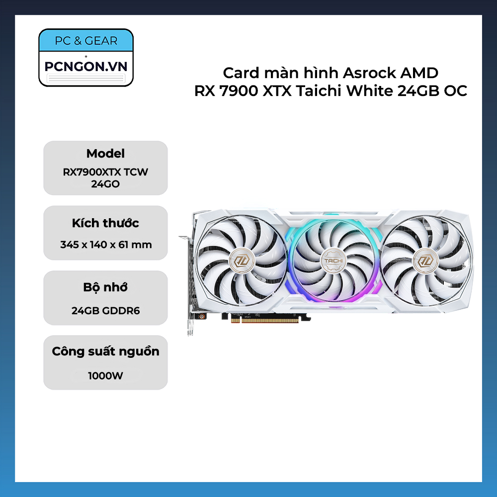 Card Màn Hình Asrock Amd Rx 7900 Xtx Taichi White 24gb Oc