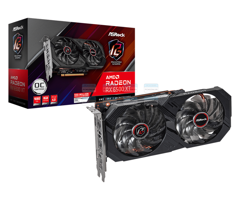 Card Màn Hình Asrock Amd Radeon Rx 6500 Xt Phantom Gaming 8gb Oc 1