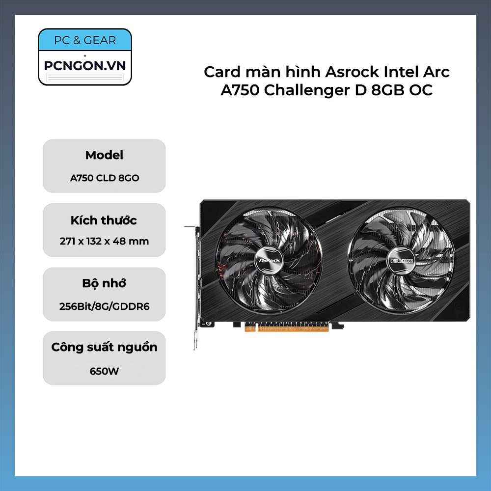 Card Màn Hình Asrock Intel Arc A750 Challenger D 8gb Oc