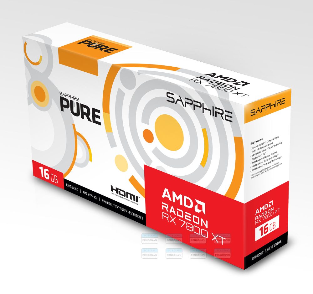 Card Màn Hình Sapphire Pure Amd Radeon Rx 7800 Xt 16gb Gaming Oc 6