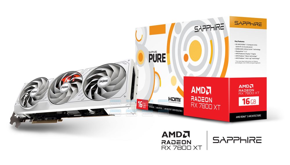 Card Màn Hình Sapphire Pure Amd Radeon Rx 7800 Xt 16gb Gaming Oc 8