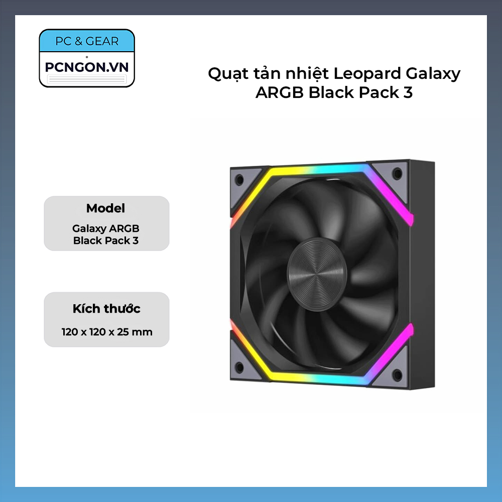 Quạt tản nhiệt Leopard Galaxy ARGB Black Pack 3
