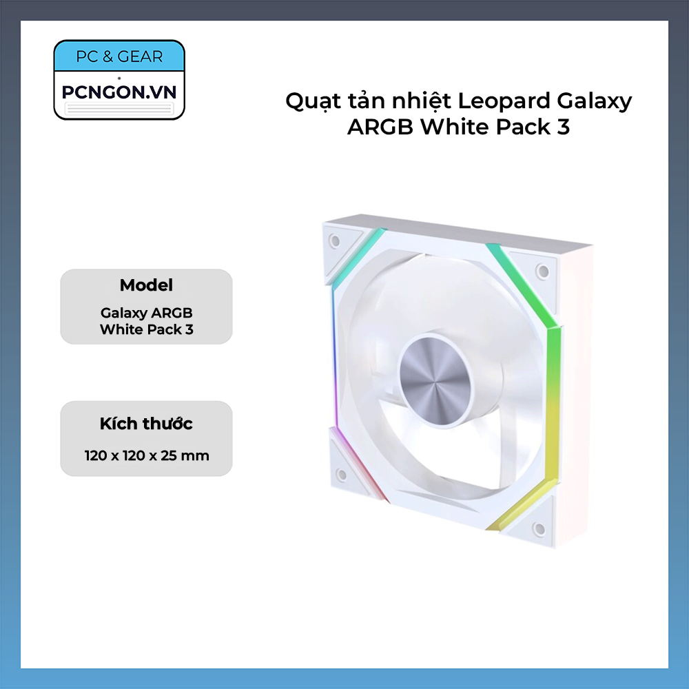 Quạt tản nhiệt Leopard Galaxy ARGB White Pack 3