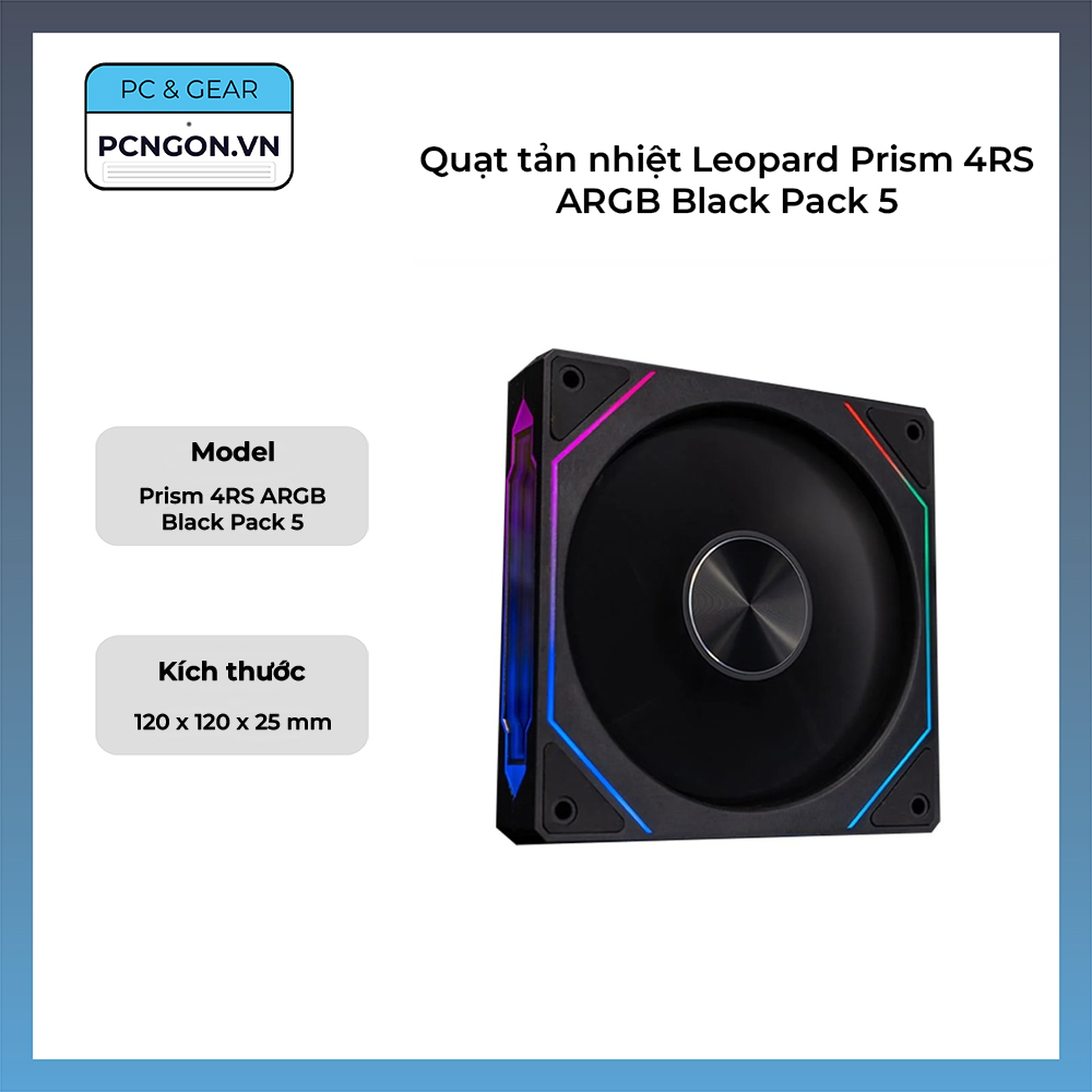 Quạt tản nhiệt Leopard Prism 4RS ARGB Black Pack 5
