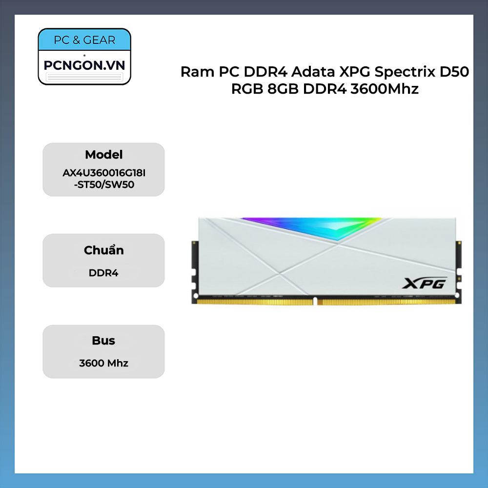 Ram Pc Ddr4 Adata Xpg Spectrix D50 Rgb 8gb Ddr4 3600mhz