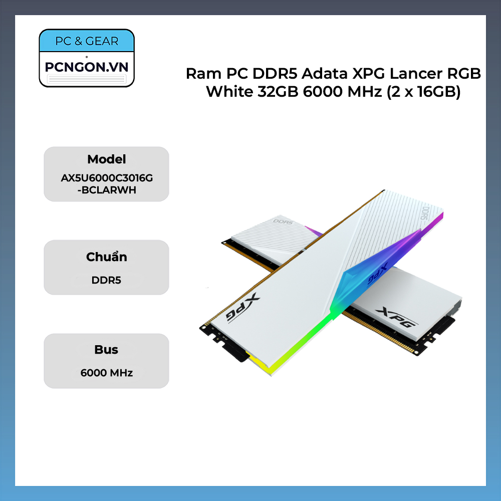 Ram Pc Ddr5 Adata Xpg Lancer Rgb White 32gb 6000 Mhz (2 X 16gb)