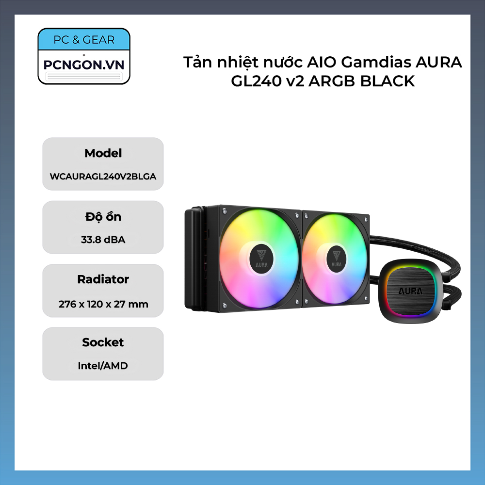 Tản Nhiệt Nước Aio Gamdias Aura Gl240 V2 Argb Black