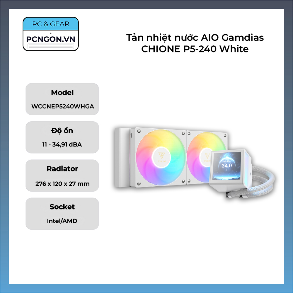 Tản Nhiệt Nước Aio Gamdias Chione P5-240 White