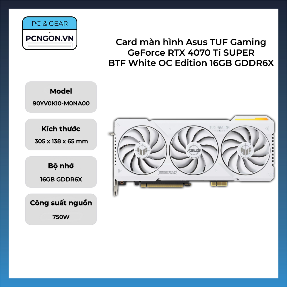 Card Màn Hình Asus Tuf Gaming Geforce Rtx 4070 Ti Super Btf White Oc Edition 16gb Gddr6x