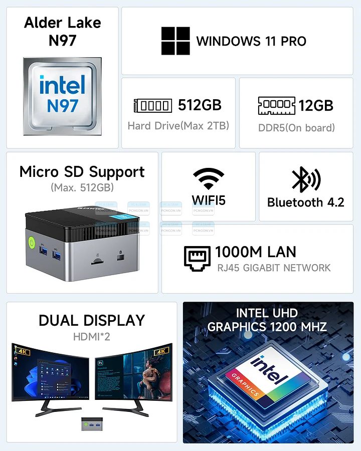 Máy Tính Mini Pc Gmktec G5 Intel N97 8