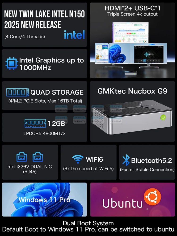 Máy Tính Mini Pc Gmktec G9 Nas Intel N150 10