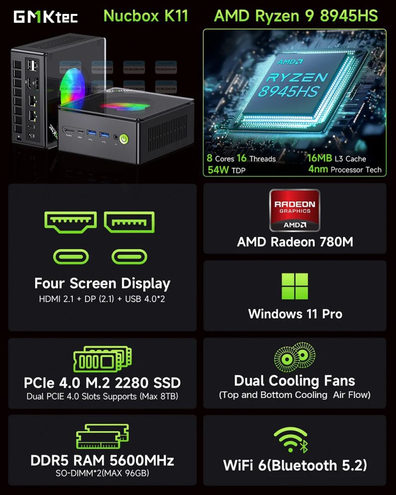 Máy Tính Mini Pc Gmktec K11 Amd Ryzen 9 8945hs 10
