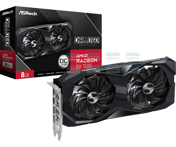 Card Màn Hình Asrock Amd Rx 7600 Challenger 8gb Oc 1