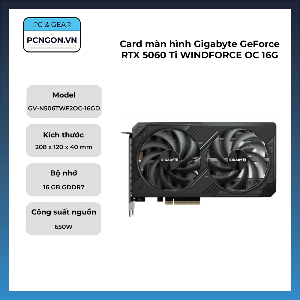 Card Màn Hình Gigabyte Geforce Rtx 5060 Ti Windforce Oc 16g