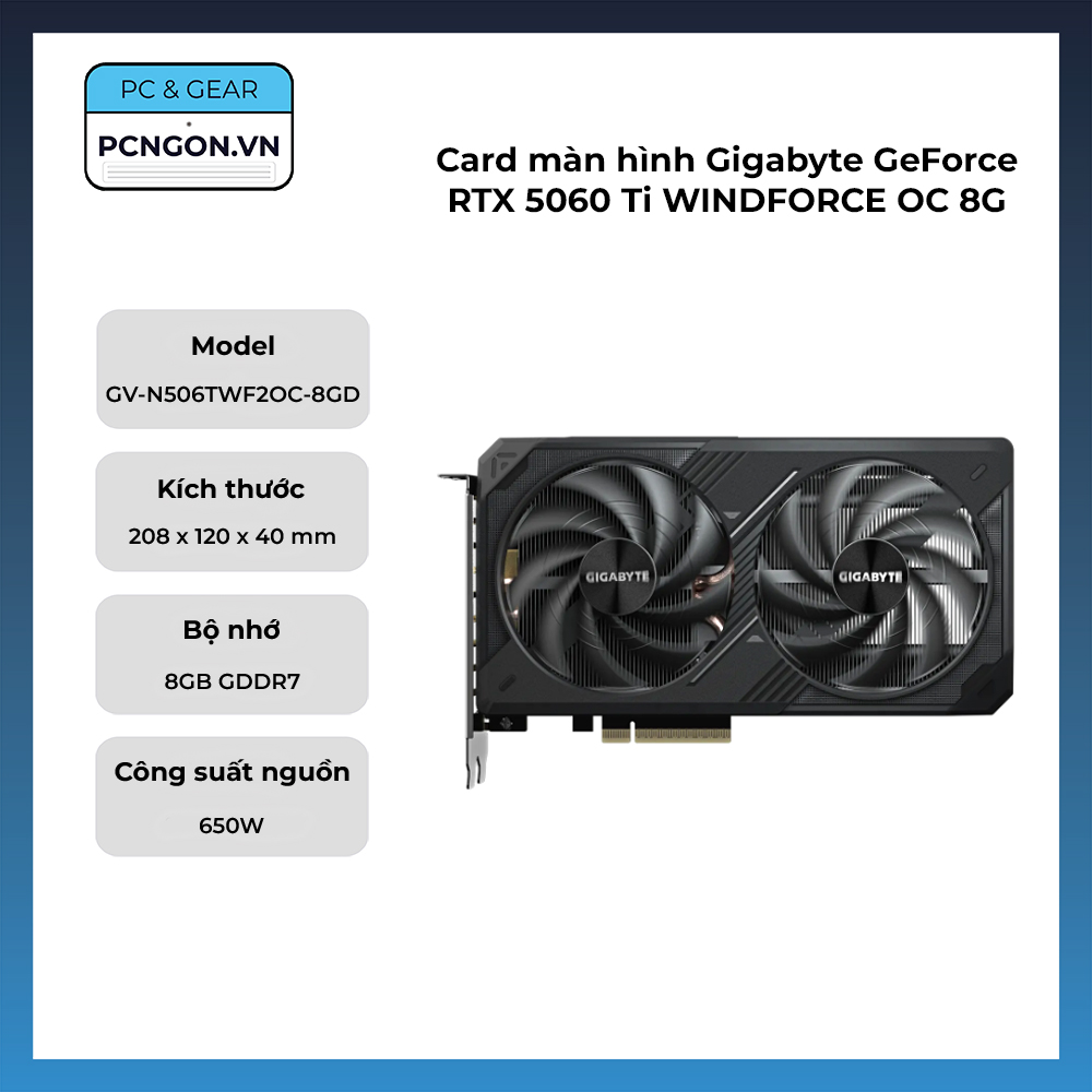 Card Màn Hình Gigabyte Geforce Rtx 5060 Ti Windforce Oc 8g