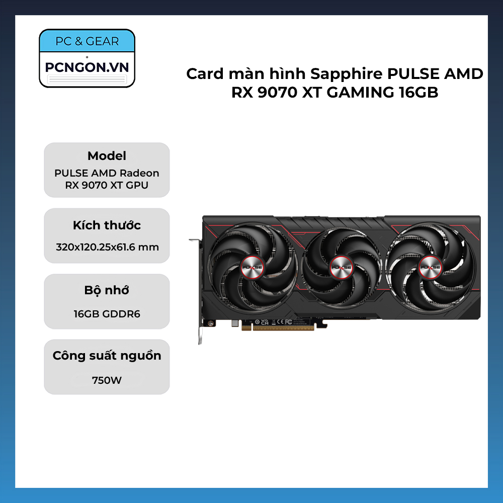 Card Màn Hình Sapphire Pulse Amd Rx 9070 Xt Gaming 16gb