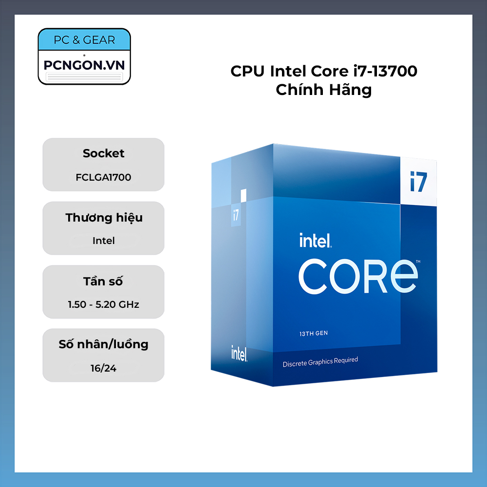 Cpu Intel Core I7-13700 Chính Hãng (1.5 Ghz Turbo 5.2 Ghz, 16 Nhân, 24 Luồng)