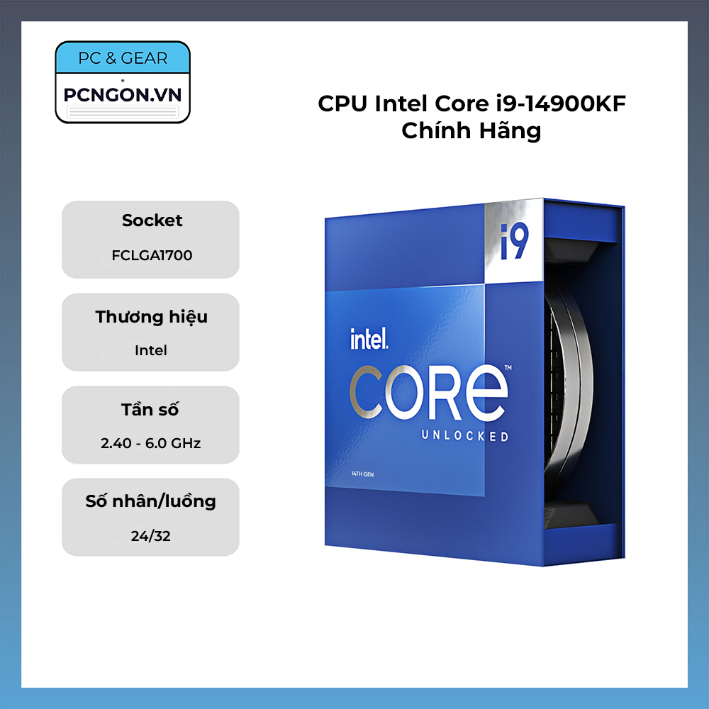 Cpu Intel Core I9-14900kf Chính Hãng (2.4 Ghz Turbo 6.0 Ghz, 24 Nhân, 32 Luồng)