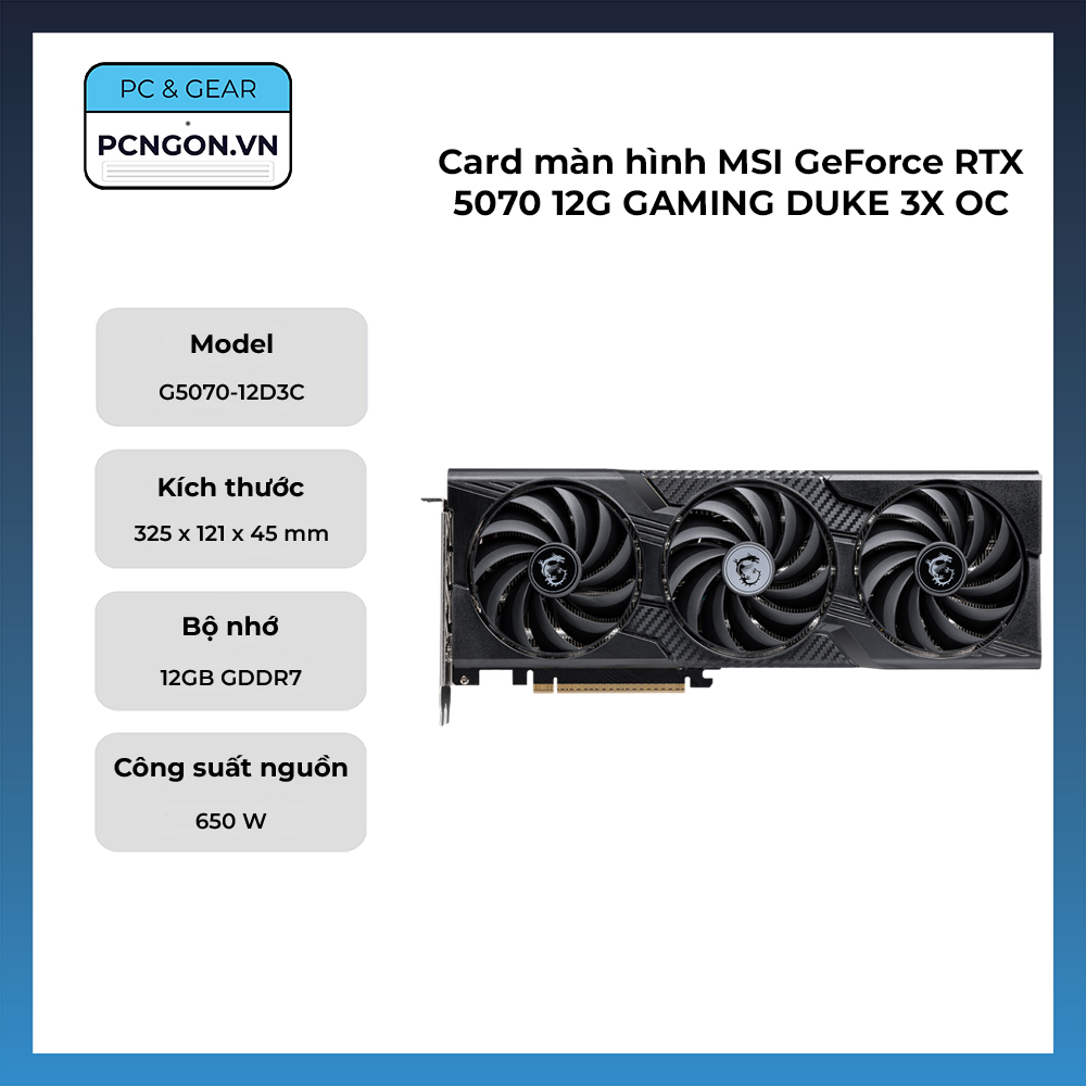 Card Màn Hình Msi Geforce Rtx 5070 12g Gaming Duke 3x Oc