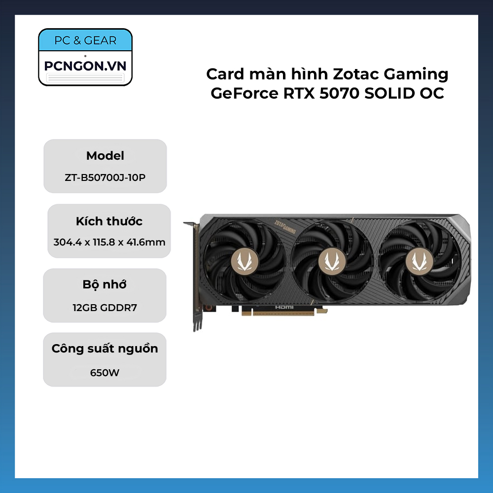 Card Màn Hình Zotac Gaming Geforce Rtx 5070 Solid Oc