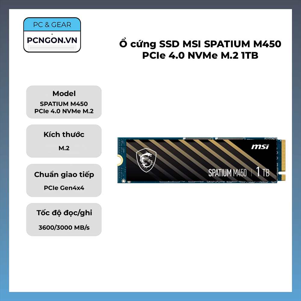 Ổ Cứng Ssd Msi Spatium M450 Pcie 4.0 Nvme M.2 1tb