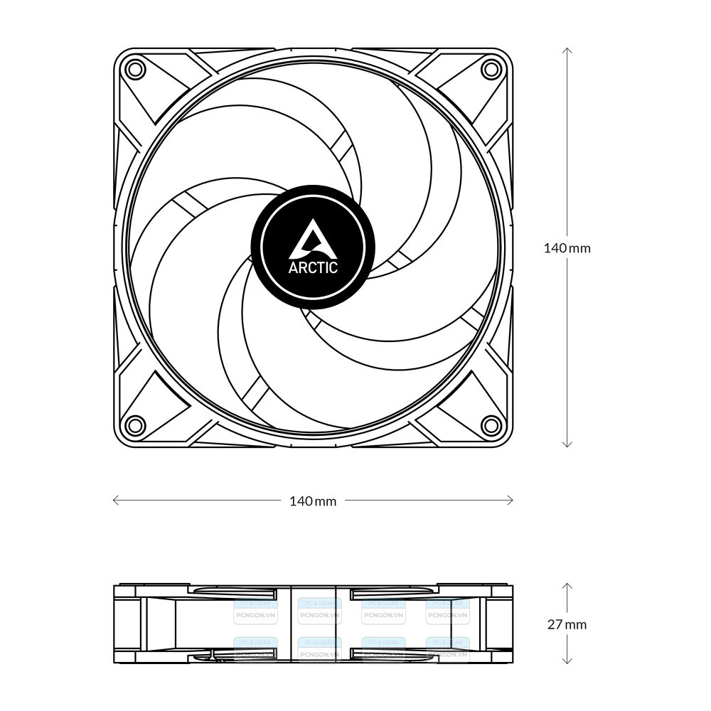 Quạt Tản Nhiệt Arctic P14 Max Fan Black 1