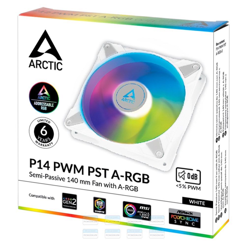 Quạt Tản Nhiệt Arctic P14 Pwm Pst Argb Fan White 1