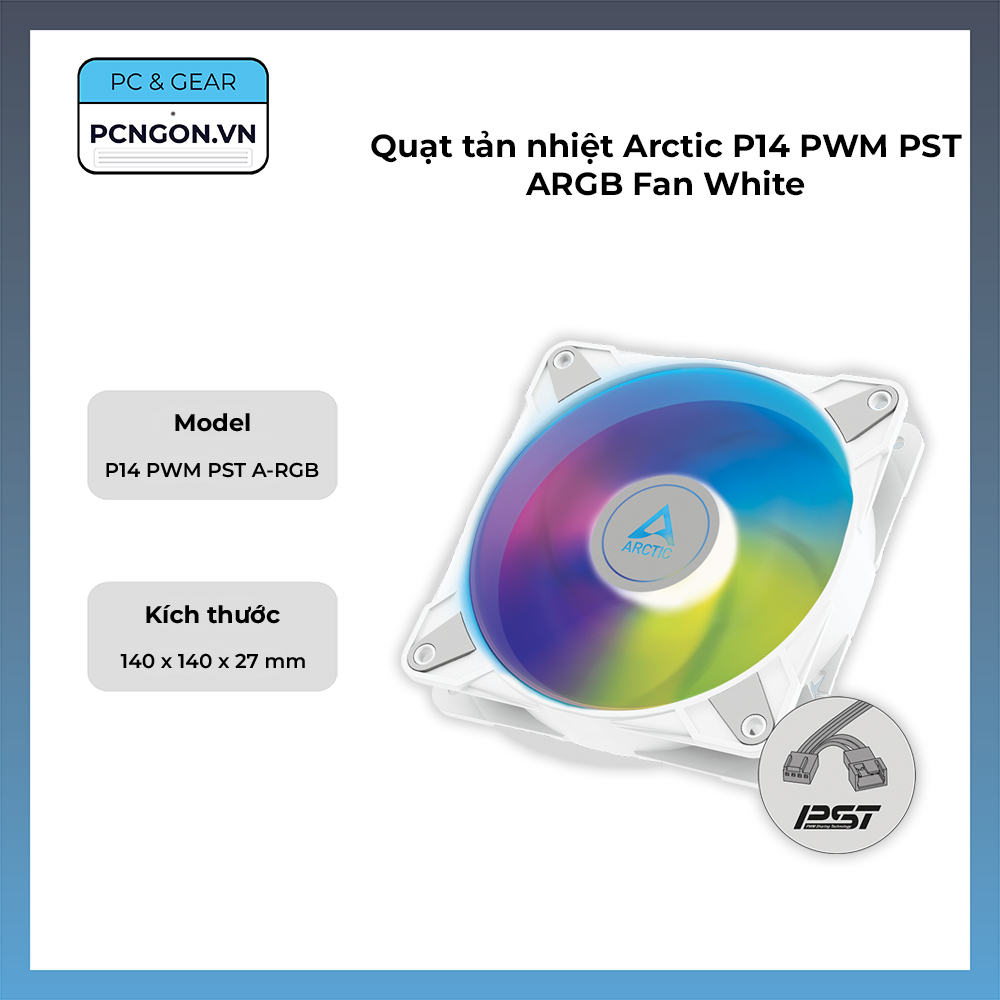 Quạt Tản Nhiệt Arctic P14 Pwm Pst Argb Fan White