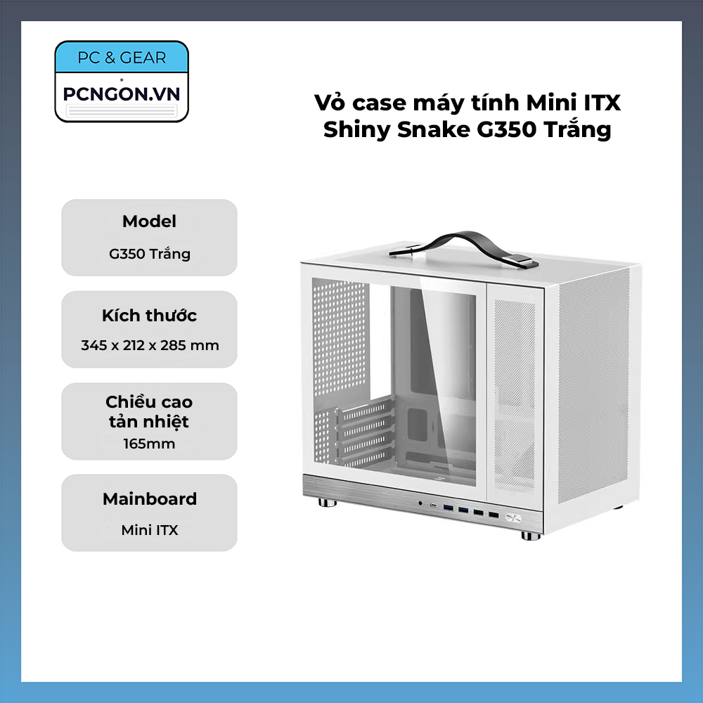 Vỏ Case Máy Tính Mini Itx Shiny Snake G350 Trắng