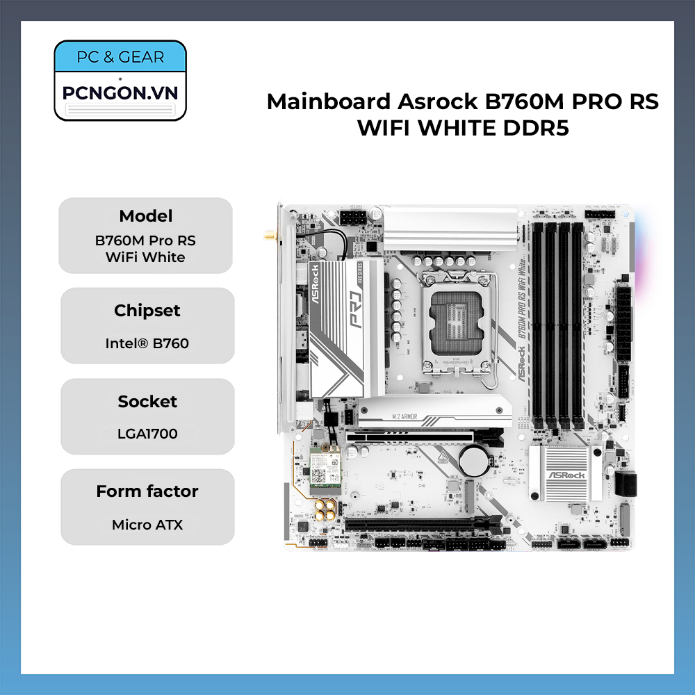 Mainboard Asrock B760m Pro Rs Wifi White Ddr5