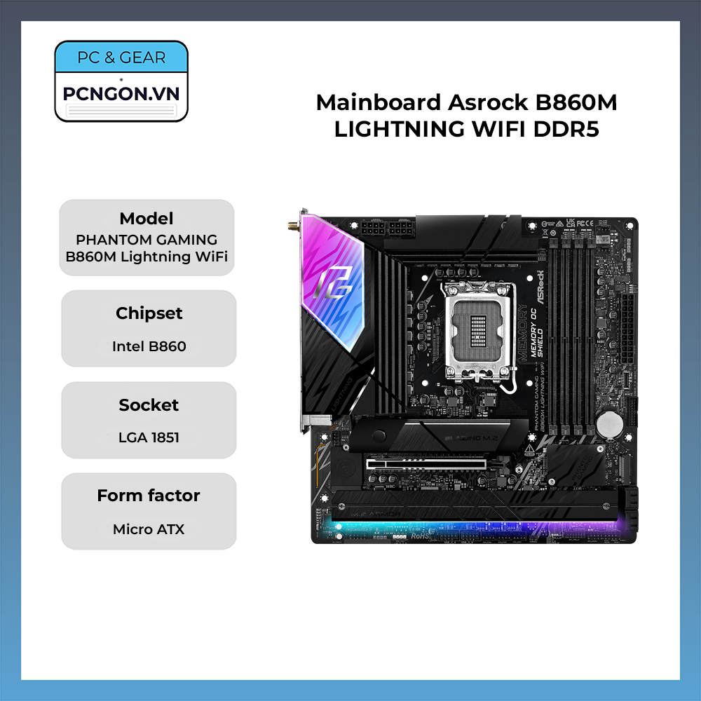 Mainboard Asrock B860m Lightning Wifi Ddr5