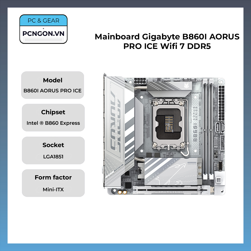 Mainboard Gigabyte B860i Aorus Pro Ice Wifi 7 Ddr5