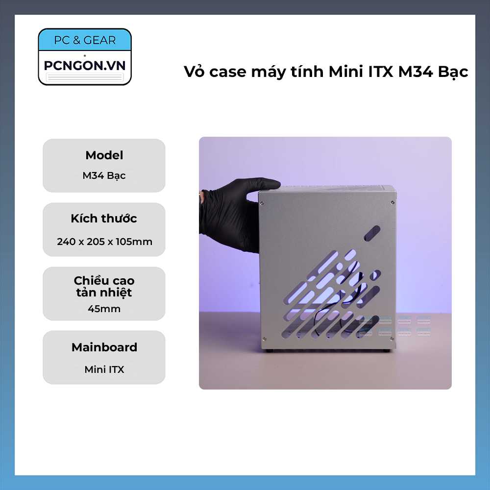 Vỏ Case Máy Tính Mini Itx M34 Bạc