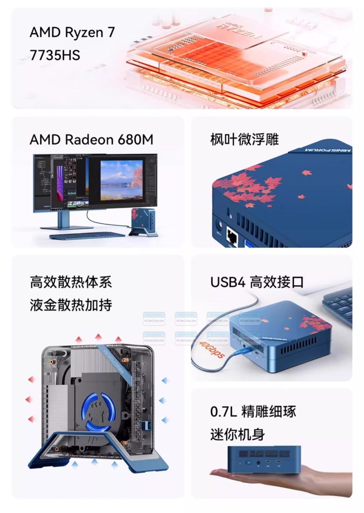 Máy Tính Mini Pc Minisforum Um773 Me Amd Ryzen 7 7735hs (barebone) 5