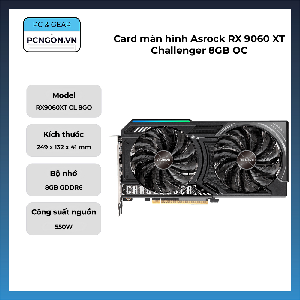 Card Màn Hình Asrock Rx 9060 Xt Challenger 8gb Oc