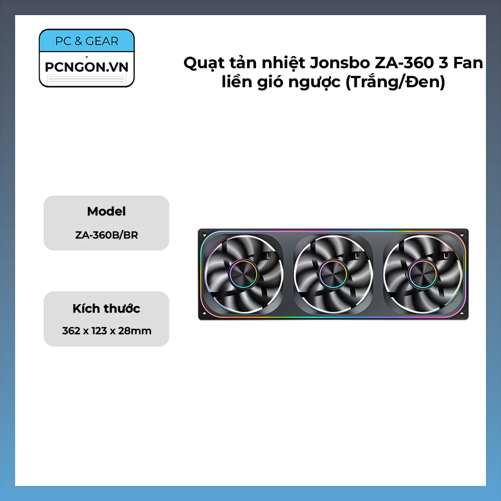 Quạt Tản Nhiệt Jonsbo Za-360 3 Fan Liền Gió Ngược (trắng, Đen)